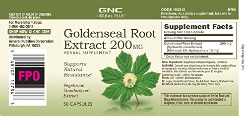 Cápsulas goldenseal raíz suplemento natural GNC