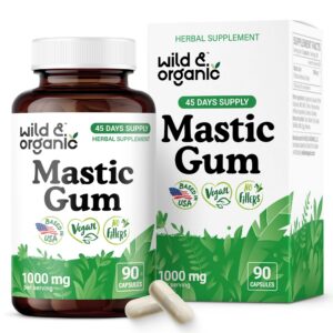 Frasco de cápsulas de goma mastic orgánica para digestión