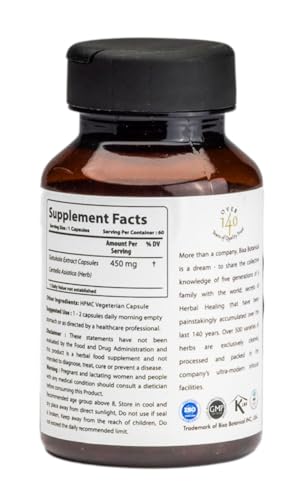 Cápsulas Gotu Kola bixa BOTANICAL frasco lateral