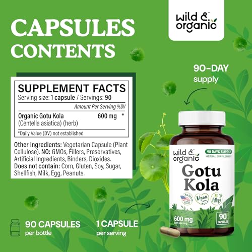 Cápsulas de Gotu Kola para concentración y enfoque