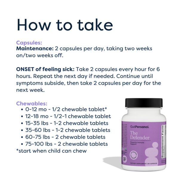 Capsulas de GutPersonal The Defender con vitamina A y C para sistema inmune