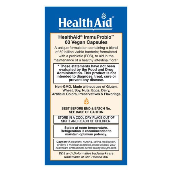 Cápsulas HealthAid probiótico resistente a ácido y bilis