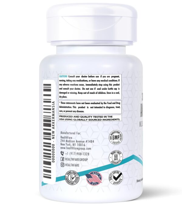 Cápsulas Healthfare con Akkermansia para apoyo digestivo diario