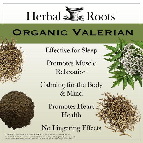 Cápsulas Herbal Roots valeriana pura orgánica presentación