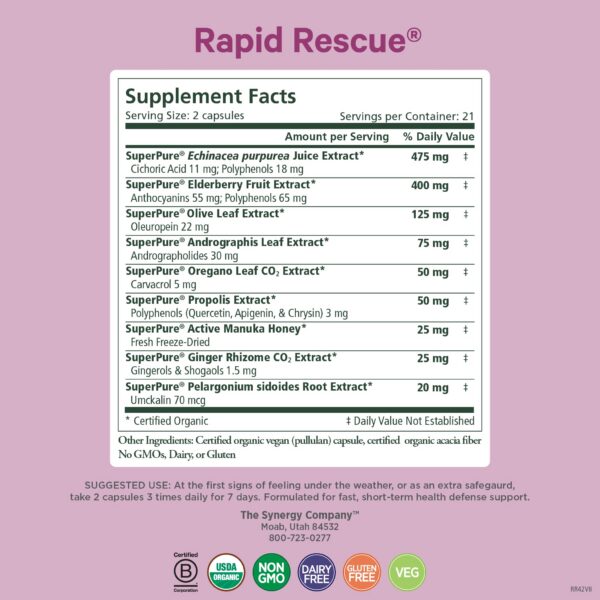 Cápsulas herbales con equinácea saúco y extracto de olivo