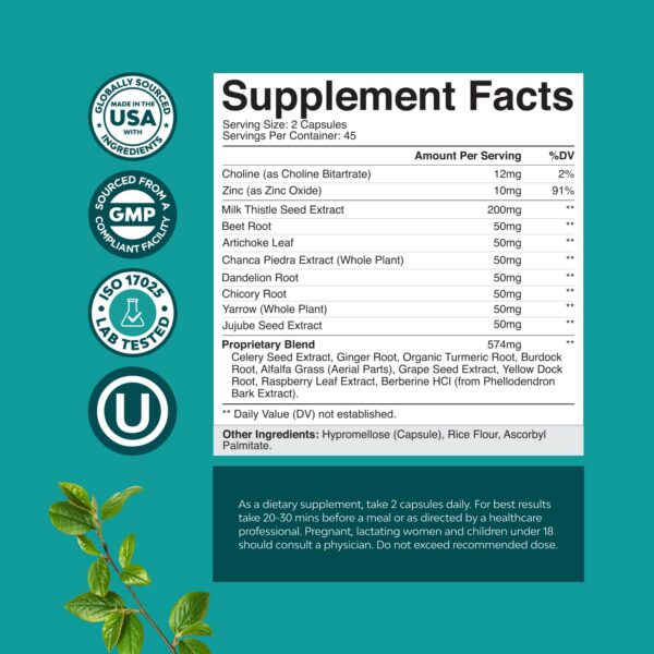 Cápsulas herbales limpieza hígado con diente de león y alcachofa