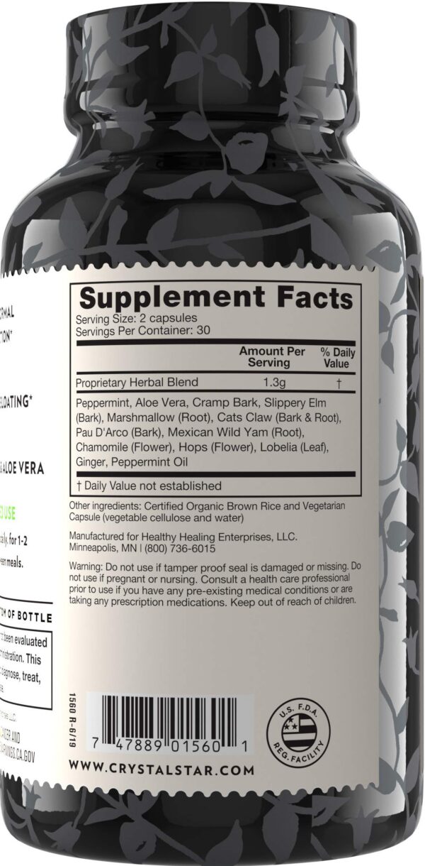 Cápsulas herbales de menta aloe olmo jengibre Crystal Star
