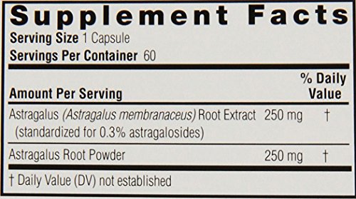 Cápsulas herbales raíz Astrágalo Nature's Answer calidad probada