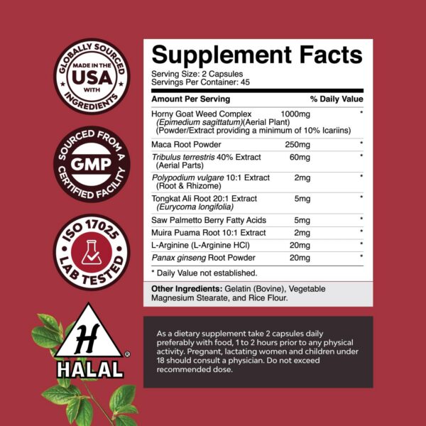 Cápsulas de hierba de cabra en celo mostradas en el paquete