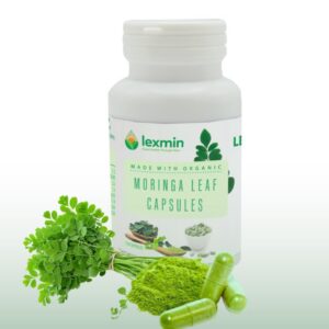 Cápsulas de hoja de moringa Lexmin con proteína y vitaminas