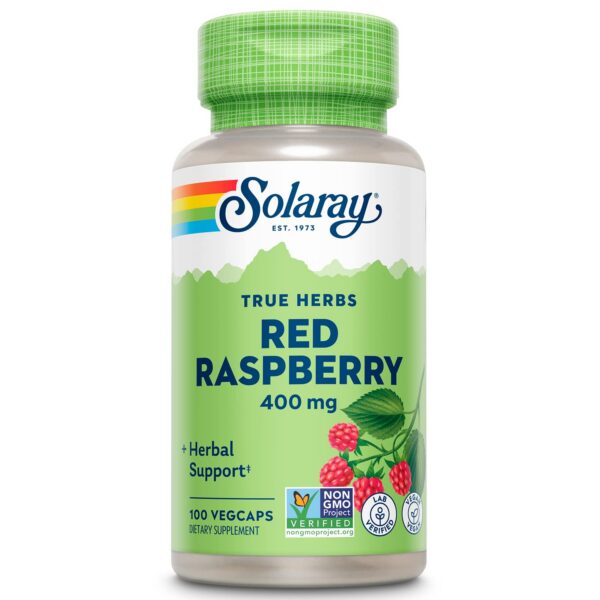 Cápsulas de hojas de frambuesa roja SOLARAY 400 mg