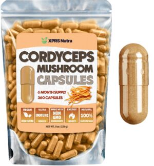 Cápsulas de hongo cordyceps XPRS Nutra en envase