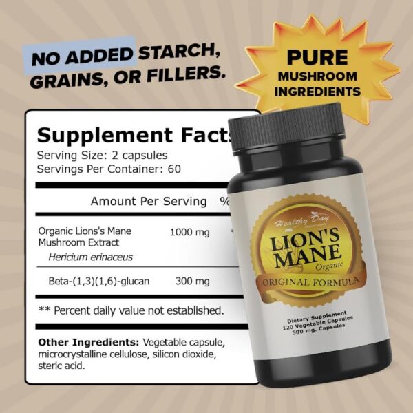 Cápsulas de hongo melena de León para adultos