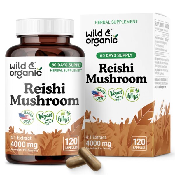 Cápsulas de Hongo Reishi Salvaje y Orgánico 1000mg