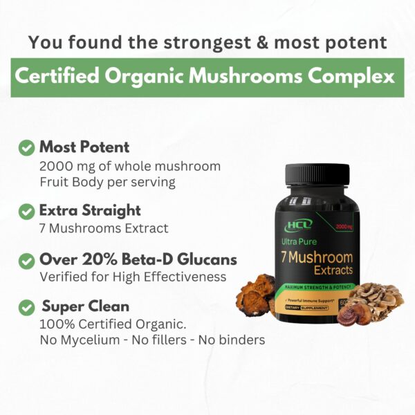 Cápsulas hongos orgánico 7 mezclas HCL Herbal Code Labs