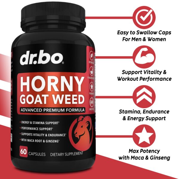 Cápsulas Horny Goat Weed para hombres y mujeres DR. BO