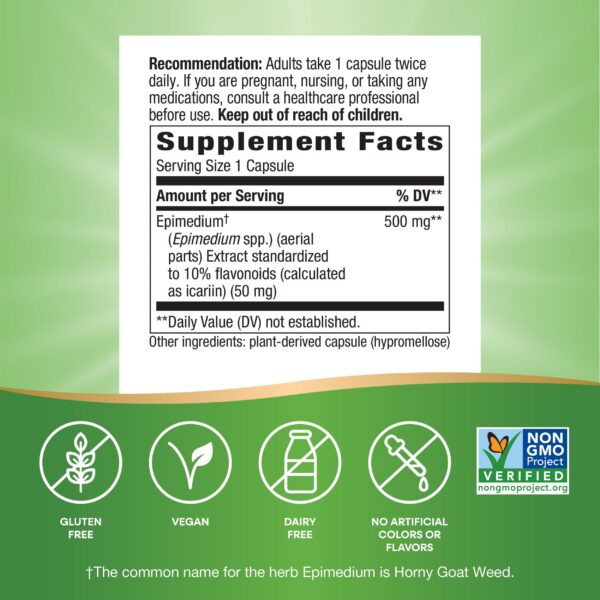 Cápsulas Horny Goat Weed Nature's Way para vitalidad sexual