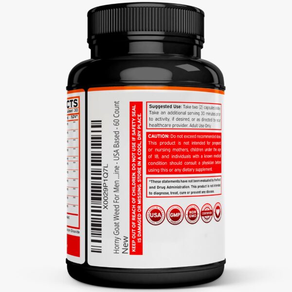 Cápsulas Horny Goat Weed sin gluten ni azúcar respaldo circulación