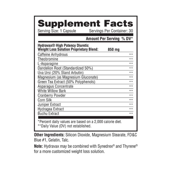 Version 1.0.0 Cápsulas naturales Hydravax para equilibrio hídrico y eliminación de agua