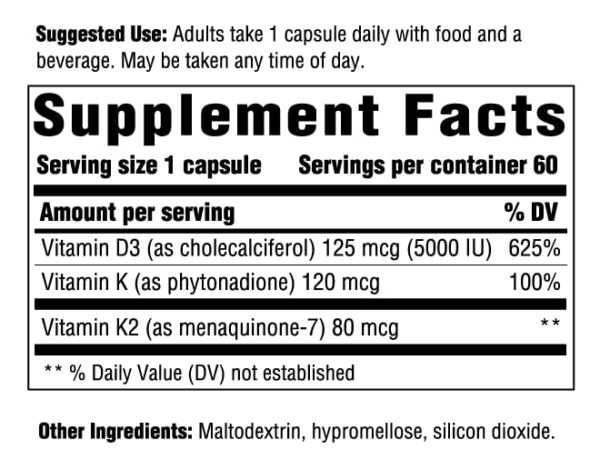 Cápsulas INNATE Response vitamina d3 k1 k2 menores