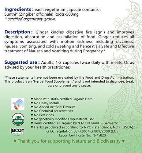 Cápsulas jengibre SUNTHI orgánico certificado USDA