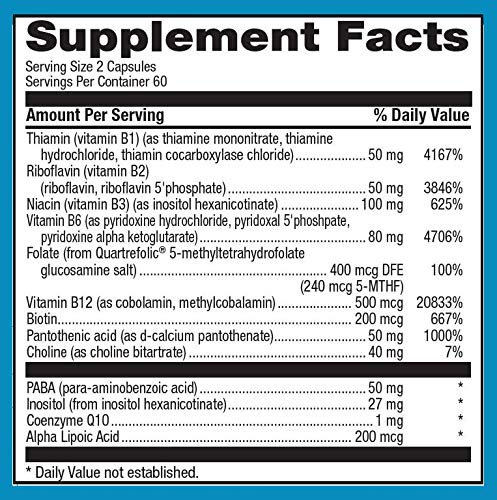 Cápsulas LifeSource Vitamins Complejo Metil-B para energía y salud