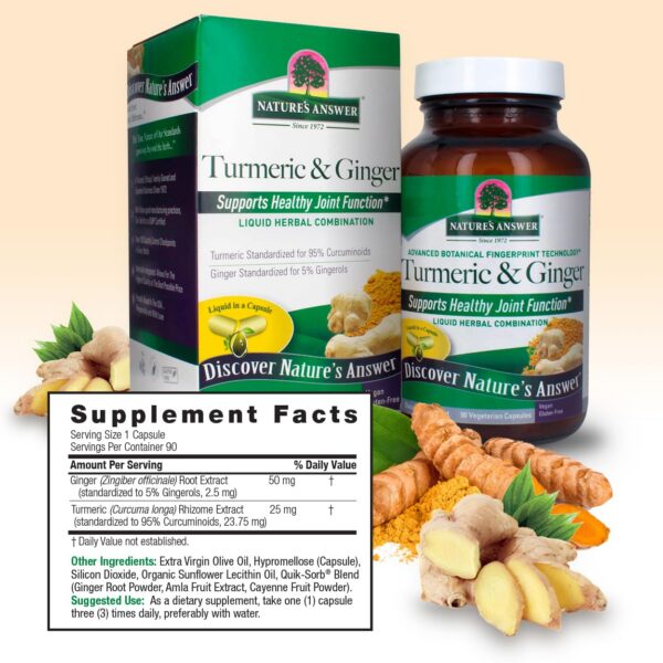 Cápsulas líquidas de cúrcuma y jengibre Nature’s Answer