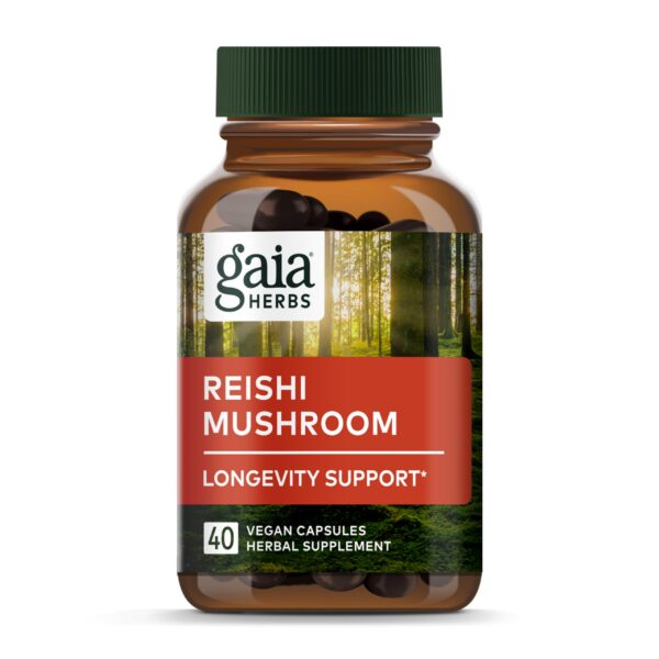 Cápsulas líquidas hongo reishi Gaia Herbs envase