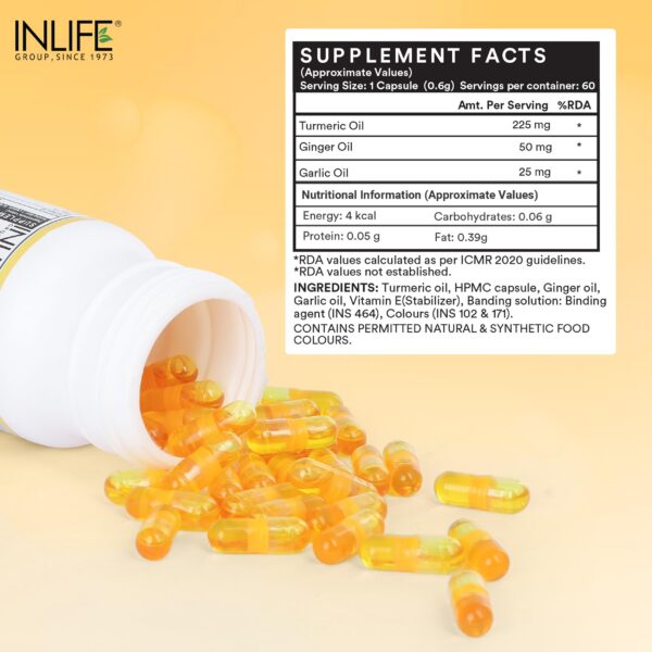 Cápsulas líquidas vegetarianas INLIFE para inflamación y apoyo inmunológico