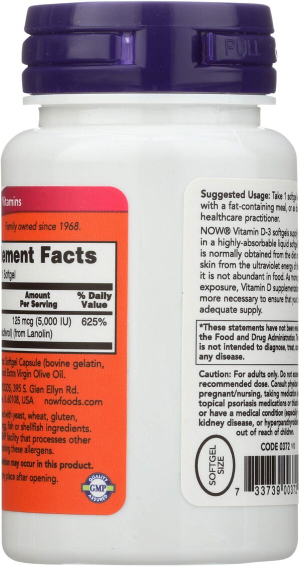 Capsulas líquidas vitamina d3 now foods 5000 ui