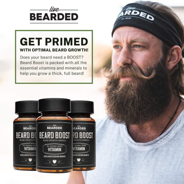 Frasco Live Bearded Beard Boost vitaminas para barba 90 días