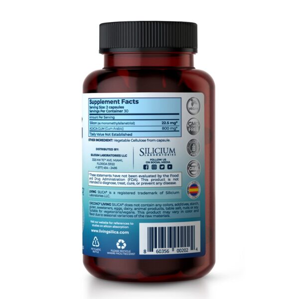 Cápsulas Living Silica apoyo para cabello y uñas sanas