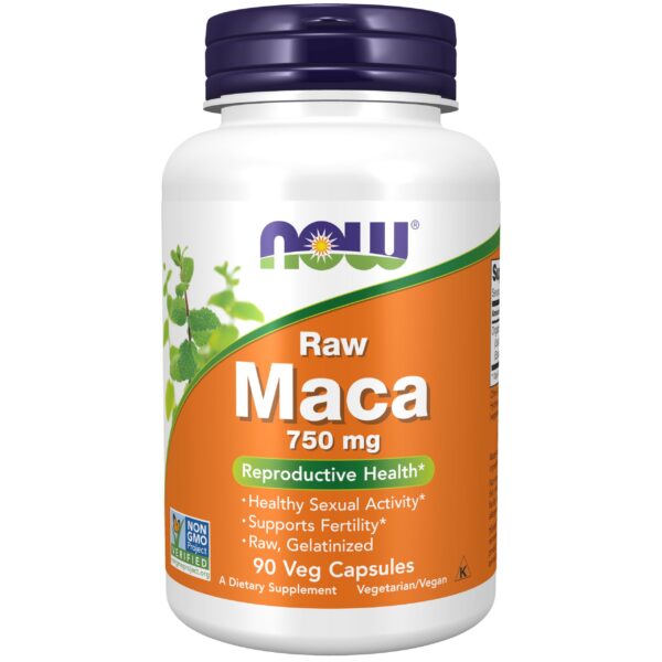 Paquete de cápsulas de Maca gelatinizada NOW Foods 750 mg
