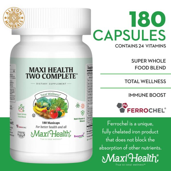 Cápsulas de Maxi Health Two Complete mostradas