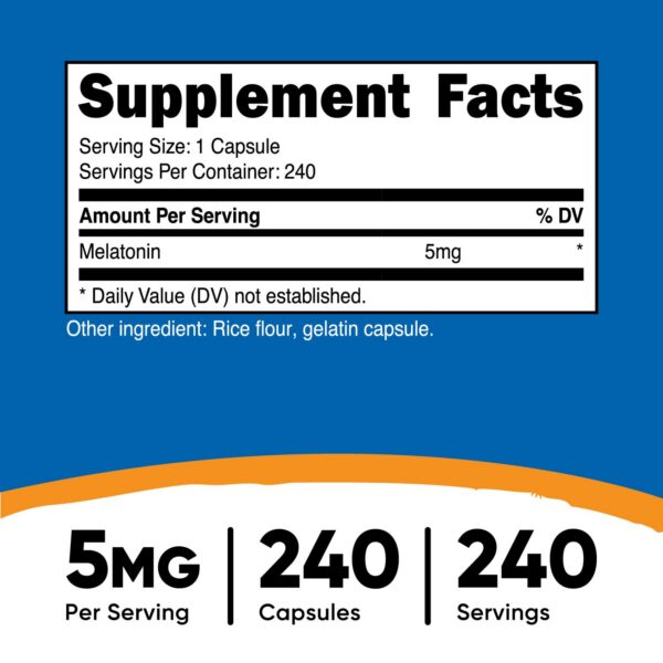 Cápsulas de melatonina Nutricost 5mg no gluten