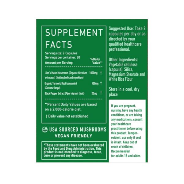 Version 1.0.0 Cápsulas de melena de león Green Roads en mano