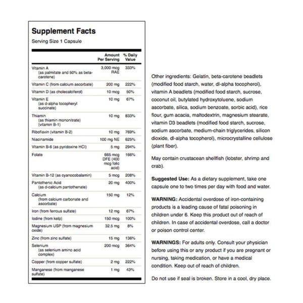 Version 1.0.0 Cápsulas multivitaminas multimineral Swanson 250 unidades