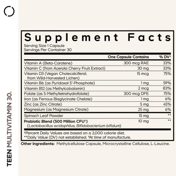 Cápsulas multivitamínicas Codeage Teen para salud adolescente