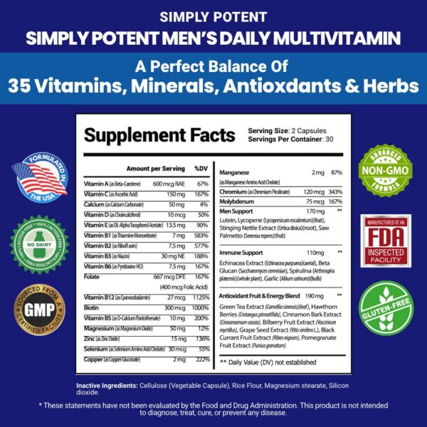 Cápsulas multivitamínicas Simply Potent para hombres