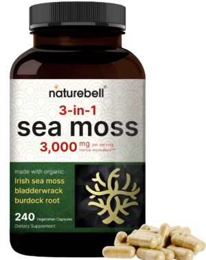 cápsulas de musgo irlandés 3000mg superalimento apoyo tiroides