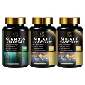 Frasco de cápsulas musgo marino y shilajit BBEEAAUU