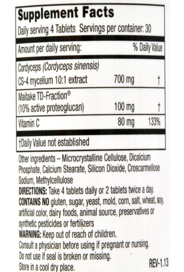 Version 1.0.0 Cápsulas Mushroom Wisdom Super Cordyceps paquete 120 unidades