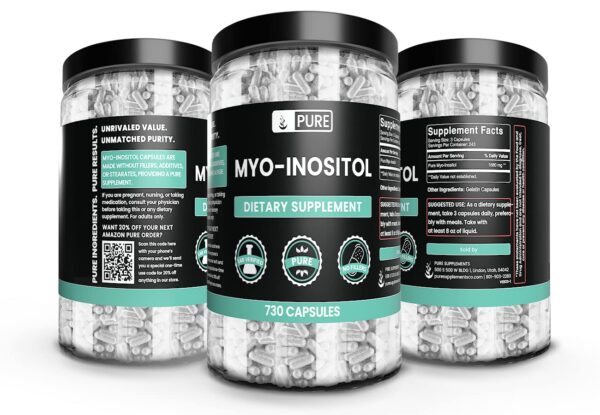 Cápsulas de Myo-Inositol junto a la etiqueta