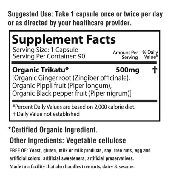 Version 1.0.0 Cápsulas naturales ayurvédicas Trikatu para salud digestiva