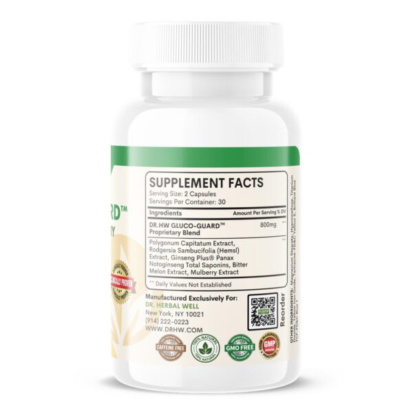 Cápsulas naturales DR HERBAL WELL con ginseng para azúcar saludable