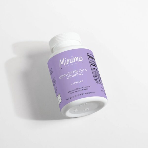 Cápsulas naturales Ginkgo Biloba con Ginseng Minimo Nutrition soporte cognitivo