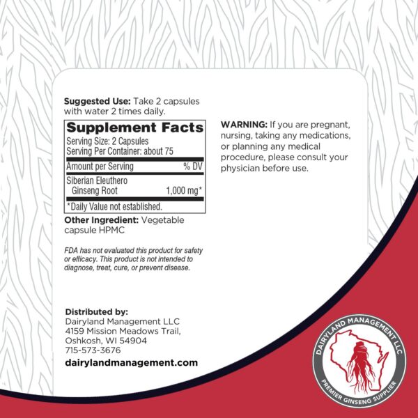 Cápsulas naturales de ginseng eleuthero siberiano 150 conteo