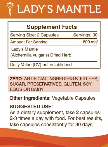 Cápsulas naturales Lady's Mantle sin aditivos