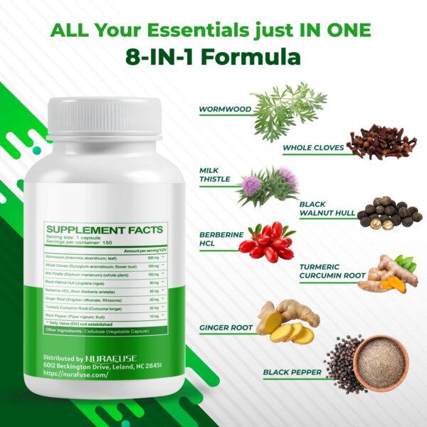 Cápsulas naturales NURAFUSE artemisa y cardo mariano