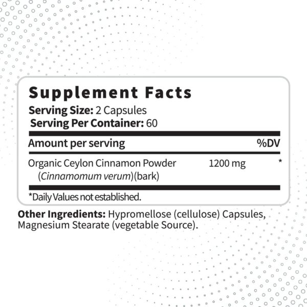 Version 1.0.0 Cápsulas naturales orgánicas Canela de Ceilán 120 unidades